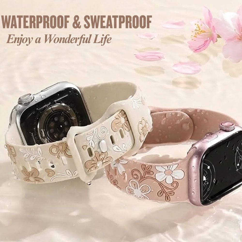Velox Engraved Flower Silicone Band - Astra Straps